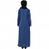 A-line abaya with piping at sleeves-Blue-black
